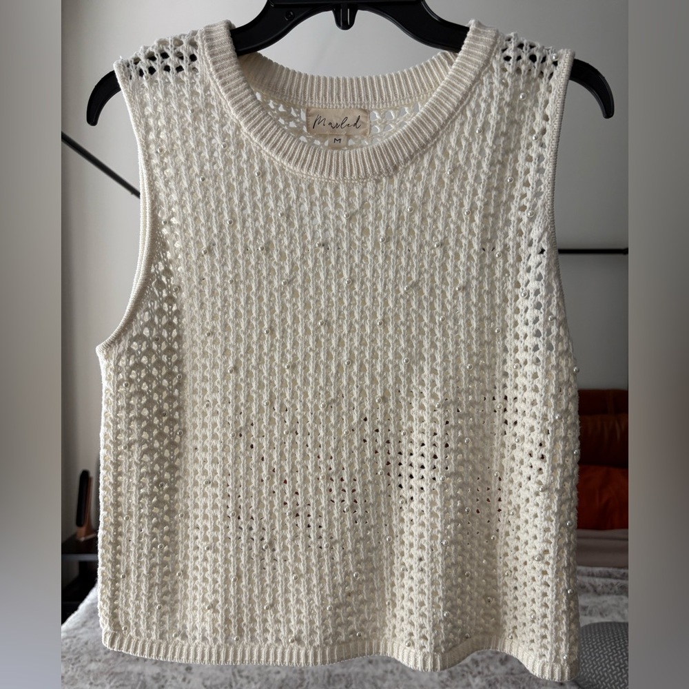 Marled Ivory Knit Tank
